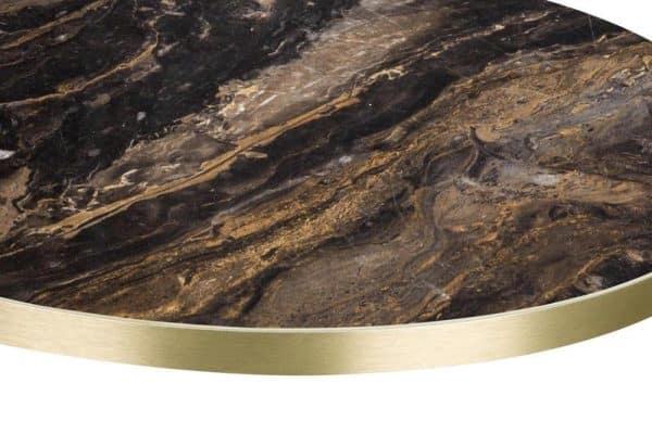 600dia Round Gold Edged Laminate Top - Marble Cappuccino - 25mm | In Stock