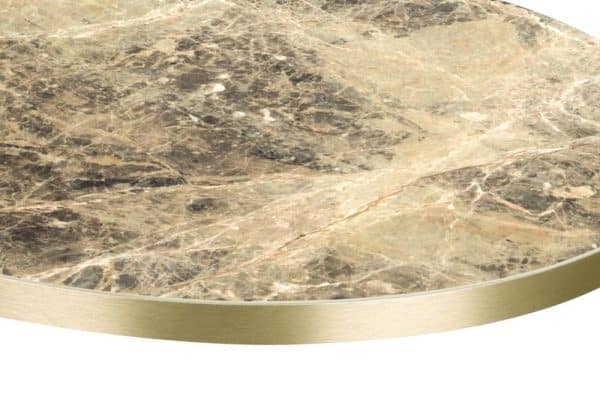 600dia Round Gold Edged Laminate Top - Golden Marble - 25mm | In Stock