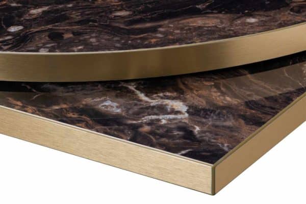 1200 x 700mm Rectangle Gold Edged Laminate Top - Marble Cappuccino - 25mm | In Stock
