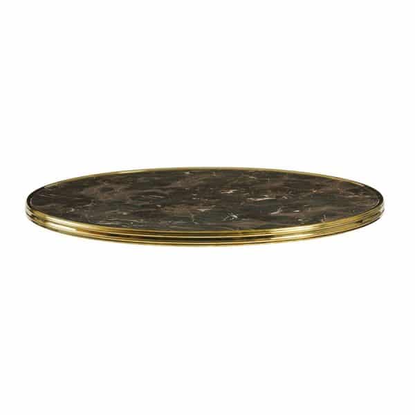 600mm Dia Round x 25mm Gold Edged Persian Table Top - Dark Marble | In Stock