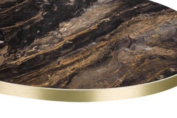 1200dia Round Gold Edged Laminate Top - Marble Cappuccino - 25mm | In Stock