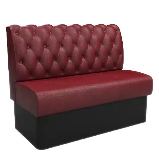 Chesterfield button back booth seating with deep tufted upholstery – classic luxury banquette.