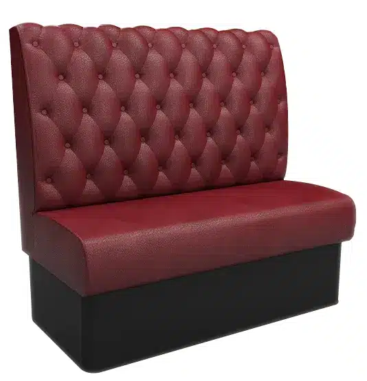 Chesterfield button high back booth seating with deep tufted upholstery – classic luxury banquette.