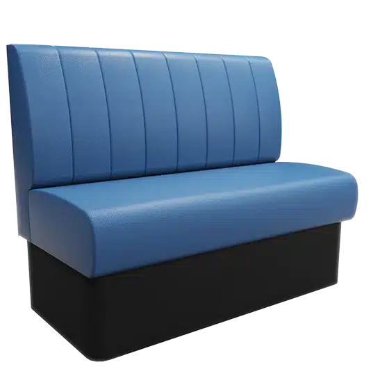 Fluted back booth seating with vertical stitched channels – modern restaurant banquette.