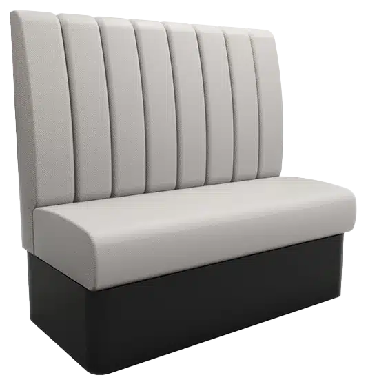 Deep fluted high back booth seating with oversized vertical channels – premium statement banquette