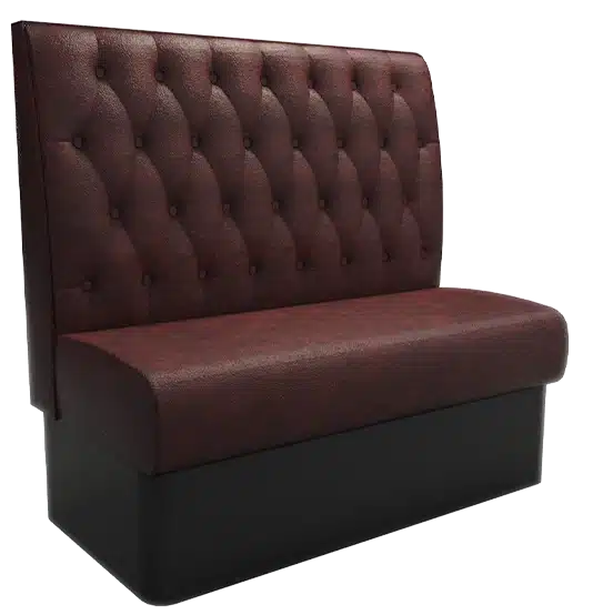 Buttoned high back booth seating with traditional tufted upholstery – elegant restaurant booth.