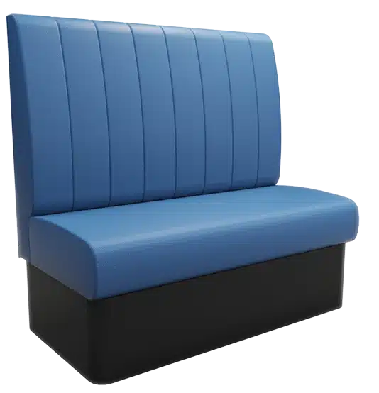 Fluted high back booth seating with vertical stitched channels – modern restaurant banquette