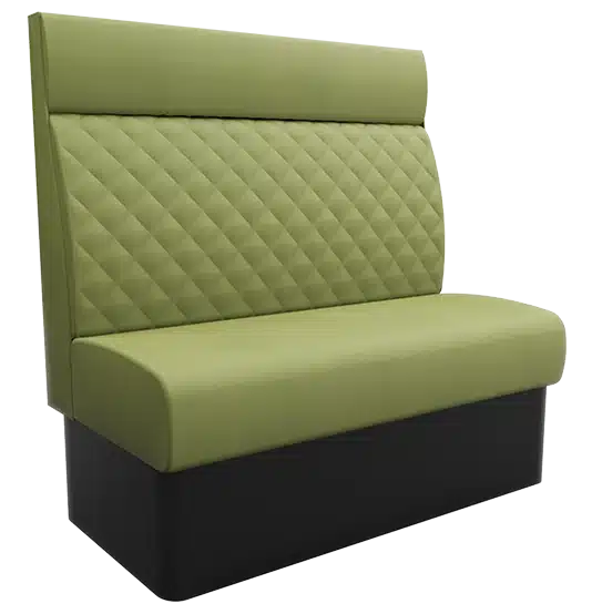 Quilted high back booth seating with integrated headroll – high-comfort diamond stitched banquette.