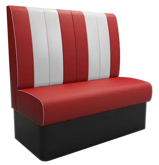 Retro fluted high back booth seating with narrow vertical channels – classic retro banquette design.