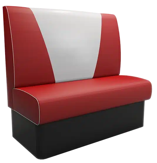 Retro V-high back booth seating with angled stitched upholstery – vintage diner-style seating
