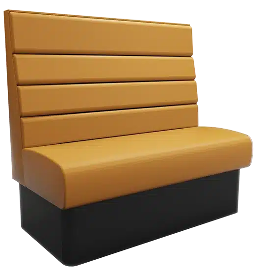 Horizontal fluted high back booth seating with wide stitched channels – modern commercial banquette.