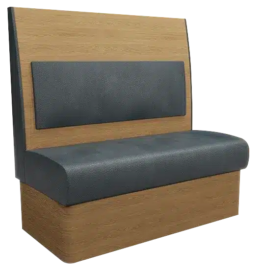 Urban wood laminate high back booth seating with contemporary wood panel finish – durable commercial booth.