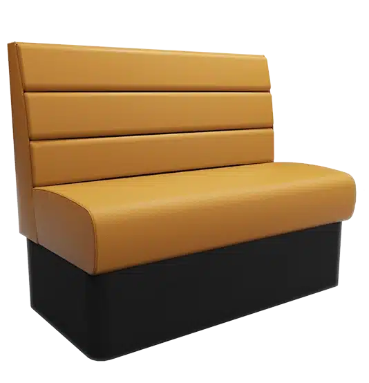 Horizontal fluted back booth seating with wide stitched channels – modern commercial banquette.