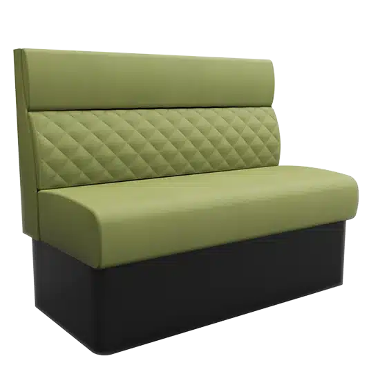 Quilted back booth seating with integrated headroll – high-comfort diamond stitched banquette.