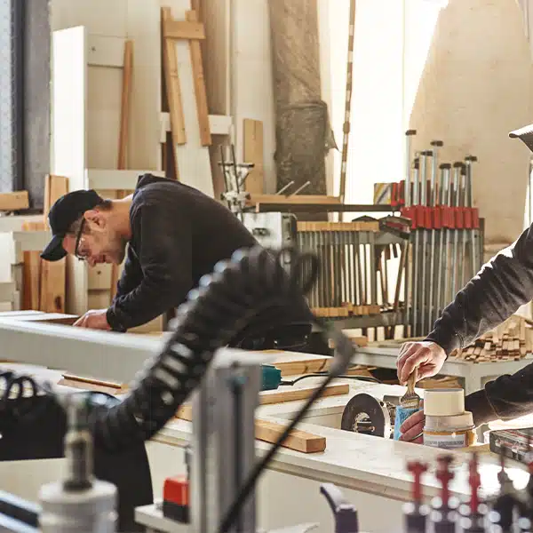 Factory worker in a wood working shop