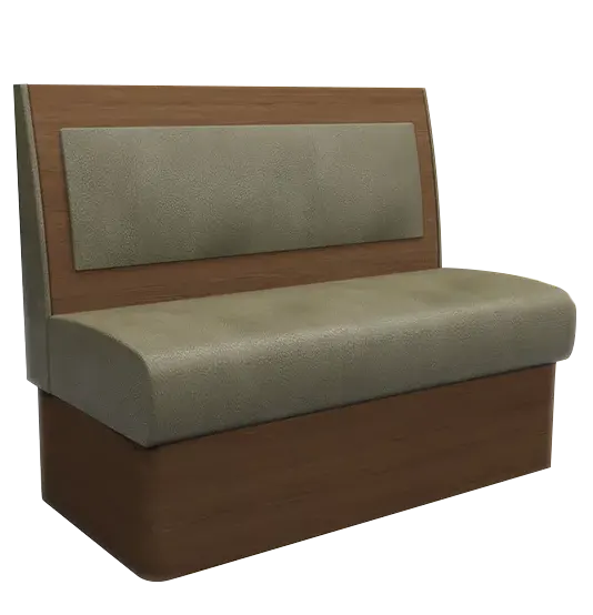 Urban wood laminate back booth seating with contemporary wood panel finish – durable commercial booth.